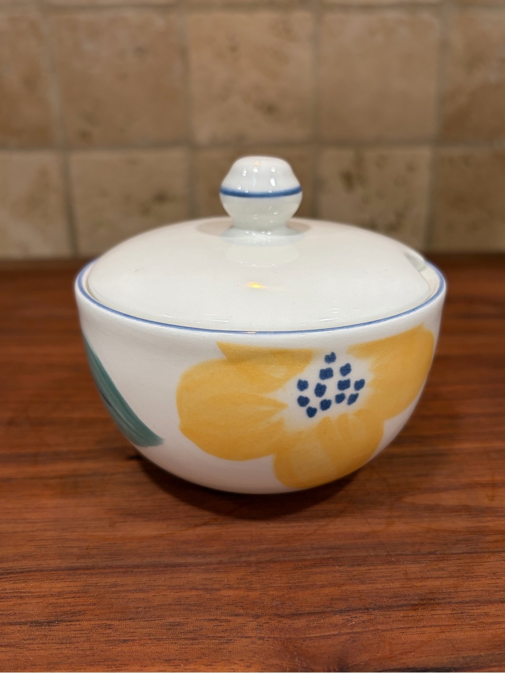 Vintage Floral Ceramic Sugar Bowl - Made in England